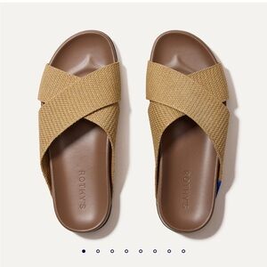 Rothy's Woven Tan Slide Sandals